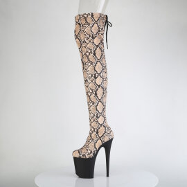 Pleaser FLAMINGO-3008SP-BT Botas por encima de la rodilla con Plataforma Estampado de serpiente Marrón EU-35 / US-5