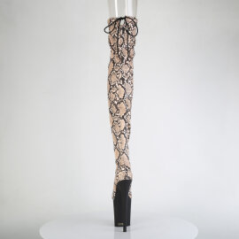 Pleaser FLAMINGO-3008SP-BT Botas por encima de la rodilla con Plataforma Estampado de serpiente Marrón EU-37 / US-7