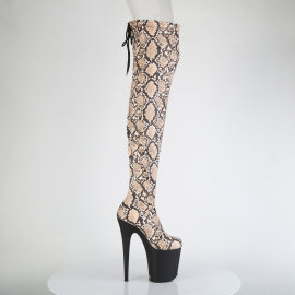 Pleaser FLAMINGO-3008SP-BT Botas por encima de la rodilla con Plataforma Estampado de serpiente Marrón EU-38 / US-8