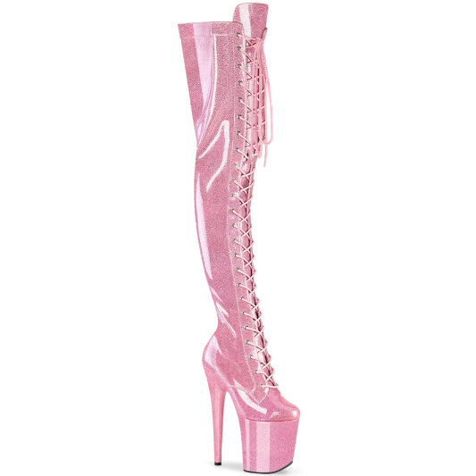 Pleaser FLAMINGO-3020GP Botas por encima de la rodilla con Plataforma Charol Purpurina Rosa EU-42 / US-12