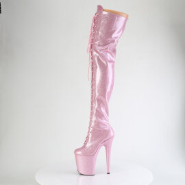 Pleaser FLAMINGO-3020GP Botas por encima de la rodilla con Plataforma Charol Purpurina Rosa EU-42 / US-12