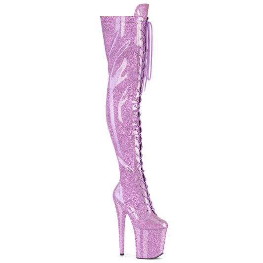 Pleaser FLAMINGO-3020GP Botas por encima de la rodilla con Plataforma Charol Purpurina Púrpura EU-36 / US-6