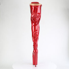 Pleaser FLAMINGO-3020GP Botas por encima de la rodilla con Plataforma Charol Purpurina Red EU-35 / US-5