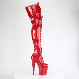 Pleaser FLAMINGO-3020GP Botas por encima de la rodilla con Plataforma Charol Purpurina Red EU-35 / US-5