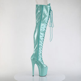 Pleaser FLAMINGO-3021GP Botas por encima de la rodilla con Plataforma Charol Purpurina Turquesa EU-35 / US-5