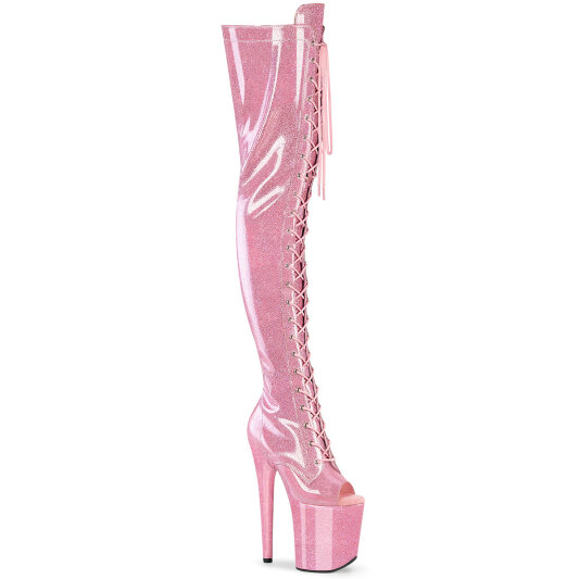 Pleaser FLAMINGO-3021GP Botas por encima de la rodilla con Plataforma Rosa Charol EU-35 / US-5