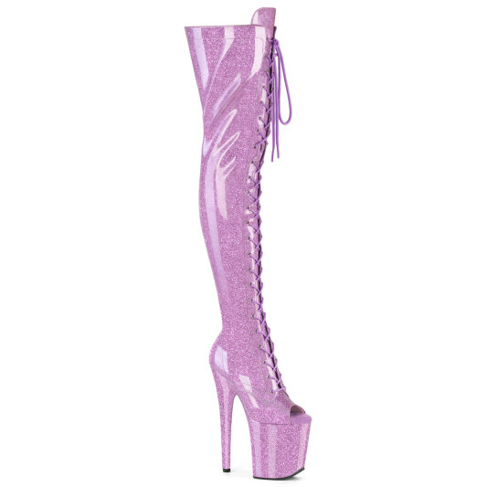 Pleaser FLAMINGO-3021GP Botas por encima de la rodilla con Plataforma Charol Purpurina Púrpura EU-35 / US-5