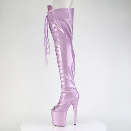 Pleaser FLAMINGO-3021GP Botas por encima de la rodilla con Plataforma Charol Purpurina Púrpura EU-35 / US-5
