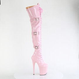 Pleaser FLAMINGO-3028 Botas por encima de la rodilla con Plataforma Charol Rosa EU-38 / US-8