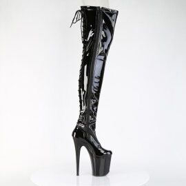 Pleaser FLAMINGO-3850 Botas por encima de la rodilla con Plataforma Charol Negro EU-35 / US-5