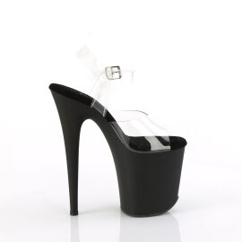 Pleaser FLAMINGO-808TGRS Sandalias Plataforma Tono Claro pedrería Negro Plata EU-35 / US-5