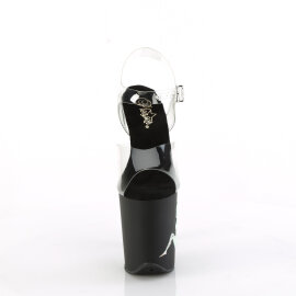 Pleaser FLAMINGO-808TGRS Sandalias Plataforma Tono Claro pedrería Negro Plata EU-37 / US-7