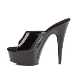 Pleaser Zapato Abierto DELIGHT-601 Negro Charol EU-35 / US-5