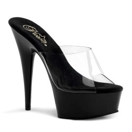 Pleaser Zapato Abierto DELIGHT-601 Negro Transparente...