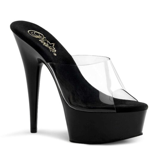 Pleaser Zapato Abierto DELIGHT-601 Negro Transparente EU-38 / US-8