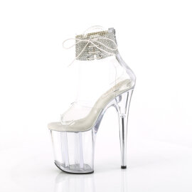 Pleaser FLAMINGO-824RS Sandalias Plataforma Tono Claro pedrería Transparente EU-41 / US-11