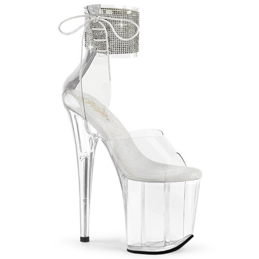 Pleaser FLAMINGO-824RS Sandalias Plataforma Tono Claro pedrería Transparente EU-42 / US-12