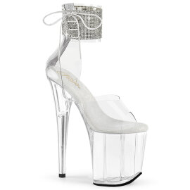 Pleaser FLAMINGO-824RS Sandalias Plataforma Tono Claro pedrería Transparente EU-42 / US-12