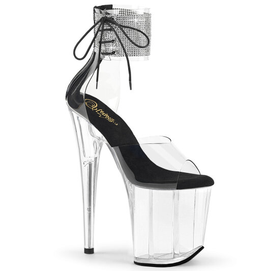Pleaser FLAMINGO-824RS Sandalias Plataforma Tono Claro pedrería Transparente Negro EU-35 / US-5