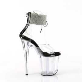 Pleaser FLAMINGO-824RS Sandalias Plataforma Tono Claro pedrería Transparente Negro EU-35 / US-5