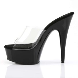 Pleaser Zapato Abierto DELIGHT-601 Negro Transparente EU-39 / US-9