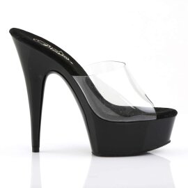 Pleaser Zapato Abierto DELIGHT-601 Negro Transparente EU-39 / US-9