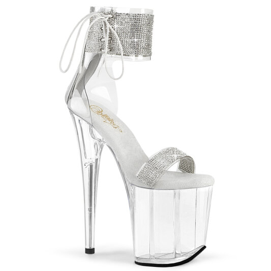 Pleaser FLAMINGO-827RS Sandalias Plataforma Tono Claro pedrería Plata EU-35 / US-5