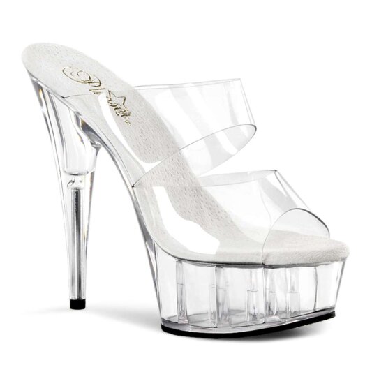 Pleaser Zapato Abierto DELIGHT-602 Plata Transparente EU-35 / US-5