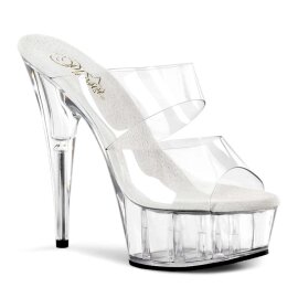 Pleaser Zapato Abierto DELIGHT-602 Plata Transparente...