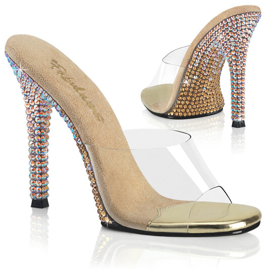 Fabulicious GALA-01 DMM Zuecos Tono Claro pedrería Oro EU-39 / US-9