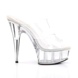 Pleaser Zapato Abierto DELIGHT-602 Plata Transparente EU-38 / US-8