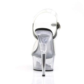 Pleaser Sandalia de Tacón DELIGHT-608 Negro Transparente EU-35 / US-5