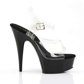 Pleaser Sandalia de Tacón DELIGHT-608 Negro Transparente EU-37 / US-7