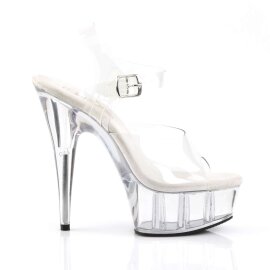 Pleaser Sandalia de Tacón DELIGHT-608 Plata Transparente EU-40 / US-10
