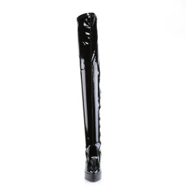 Devious INDULGE-3000 Botas por encima de la rodilla con Plataforma Charol Negro EU-39 / US-9