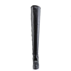 Devious INDULGE-3000 Botas por encima de la rodilla con Plataforma Piel Sintética Negro EU-37 / US-7