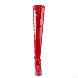 Devious INDULGE-3000 Botas por encima de la rodilla con Plataforma Rojo Charol EU-41 / US-11