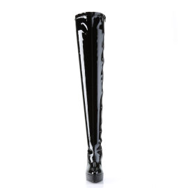Devious INDULGE-3063 Botas por encima de la rodilla con Plataforma Charol Negro EU-38 / US-8