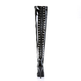 Devious INDULGE-3063 Botas por encima de la rodilla con Plataforma Charol Negro EU-43 / US-13