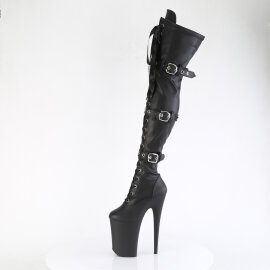 Pleaser INFINITY-3028 Botas por encima de la rodilla con Plataforma de Piel Sintética Negro EU-38 / US-8