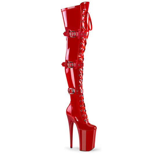 Pleaser INFINITY-3028 Botas por encima de la rodilla con Plataforma Charol Rojo EU-38 / US-8