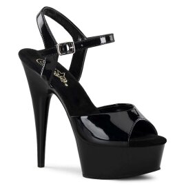 Pleaser Sandalia de Tacón DELIGHT-609 Negro Charol...