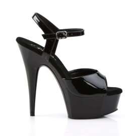 Pleaser Sandalia de Tacón DELIGHT-609 Negro Charol EU-35 / US-5