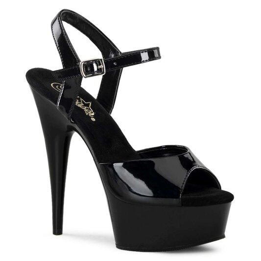 Pleaser Sandalia de Tacón DELIGHT-609 Negro Charol EU-36 / US-6