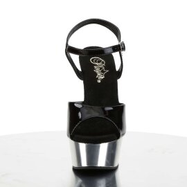Pleaser Sandalia de Tacón DELIGHT-609 Negro Plata...