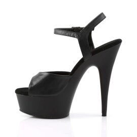 Pleaser Sandalia de Tacón DELIGHT-609 Negro Cuero Sintético EU-41 / US-11