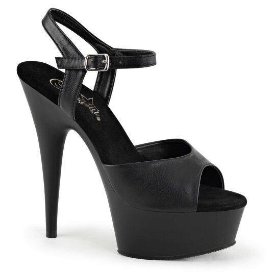 Pleaser Sandalia de Tacón DELIGHT-609 Negro Cuero Sintético EU-35 / US-5