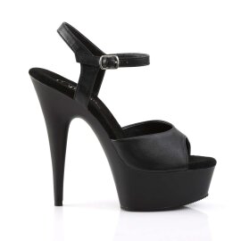 Pleaser Sandalia de Tacón DELIGHT-609 Negro Cuero Sintético EU-35 / US-5