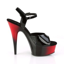 Pleaser Sandalia de Tacón DELIGHT-609BR Negro Charol Rojo EU-37 / US-7