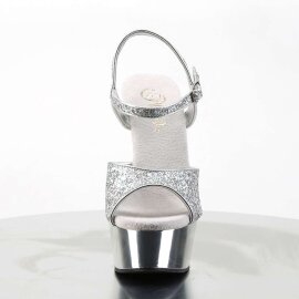 Pleaser Sandalia de Tacón DELIGHT-609G Plata Multi...